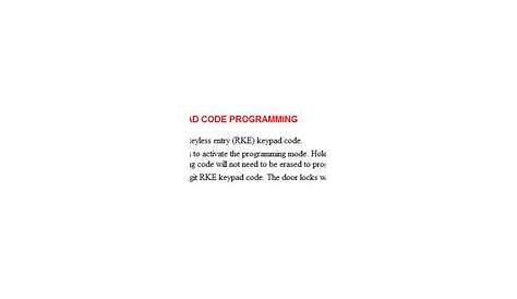 Q&A: Program 2005 Ford Explorer Keypad | JustAnswer