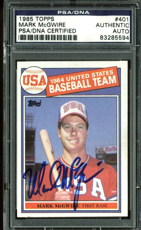1991 star pics autograph rc #65: Lot Detail - Mark McGwire Signed 1985 Topps Rookie Card #401 (PSA/DNA Encapsulated)