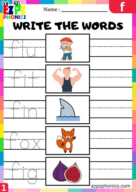 Letter F Write The Words Beginning Sounds Worksheet