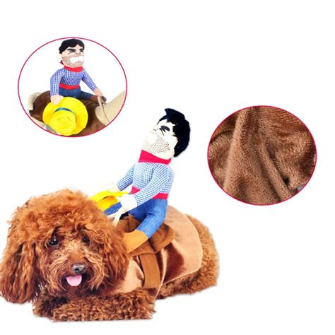 Dogs Cats Costume Pet Suit Cowboy Rider Style Can Be Change Clothes