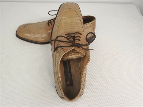 Vintage Stacy Adams Genuine Snakeskin Lace Up Men S Shoes Tan Size Oxfords EBay