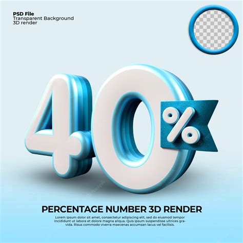 Premium Psd 3d Render Number 40 Percentage For Sale Discount Progress
