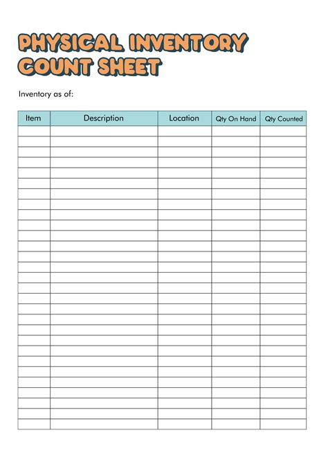 Free Blank Inventory Template Printable Templates