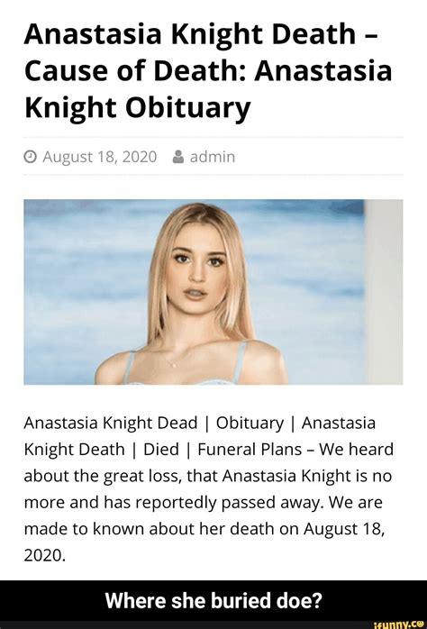 Anastasia Knight Death Cause Of Death Anastasia Knight Obituary August 18 2020 Admin