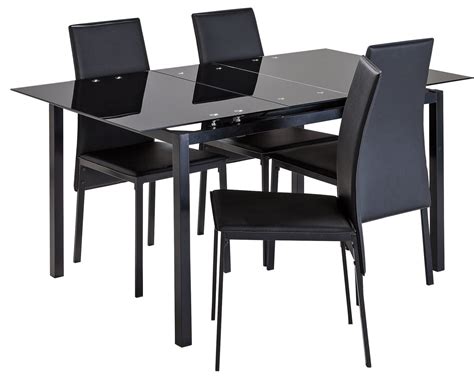 Good condition set with a few imperfections. Argos Home Lido Extendable Glass Table & 4 Chairs - Black ...