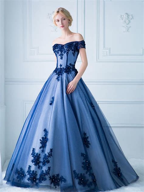 Tulle Prom Dress Ball Gown Off The Shoulder Long Floor Length With Appliqued Gowns Ball