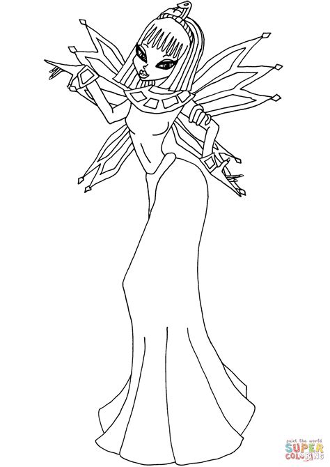 Gambar Winx Club Egyptian Fairy Coloring Page Free Printable Pages
