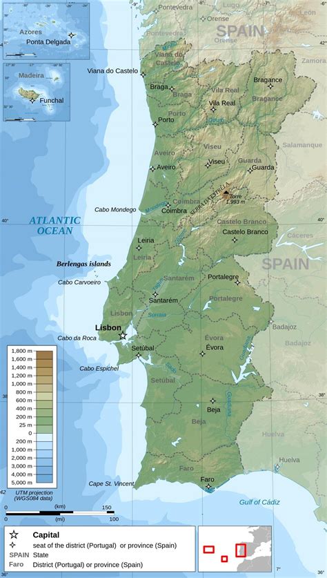 Carta Geografica Del Portogallo Topografia E Caratteristiche Fisiche Del Portogallo