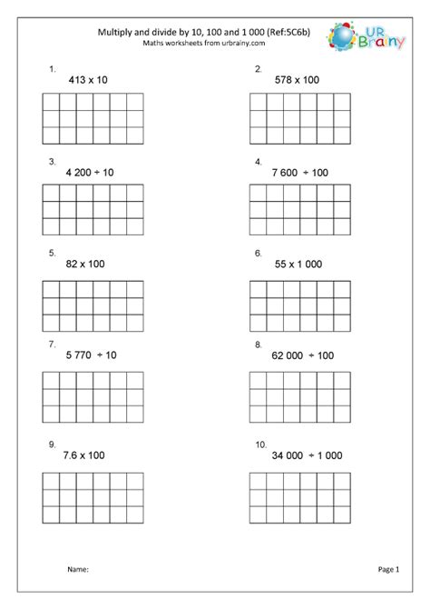 Multiplying By 10 And 100 Worksheets Da2