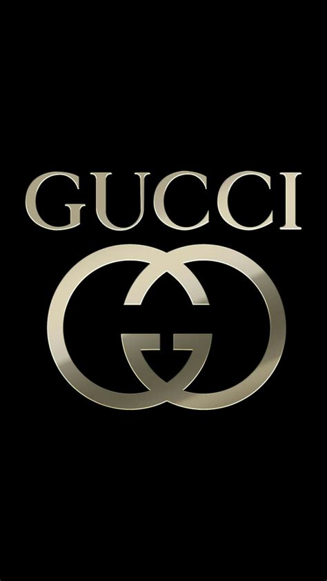 The Gucci Logo Is Shown On A Black Background With Silver Letters And