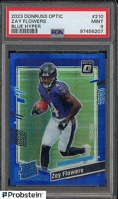 2023 Donruss Optic Blue Hyper 210 Zay Flowers RC Rated Rookie PSA 9