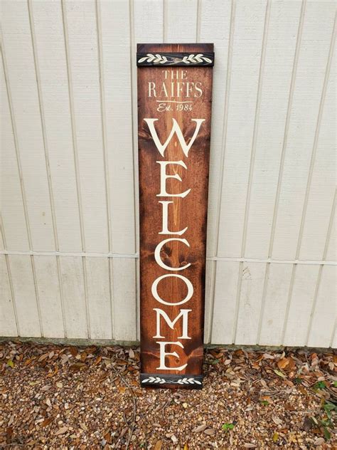 Porch Welcome Sign Vertical Wooden Sign Personalized Welcome Sign