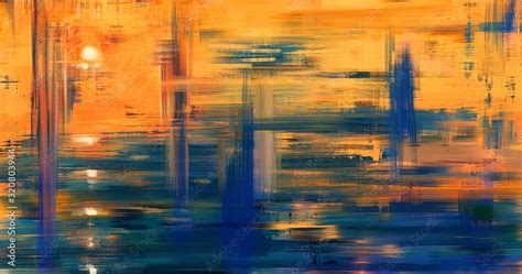 Abstract Art Landscape Painting Background Illustration Sunset