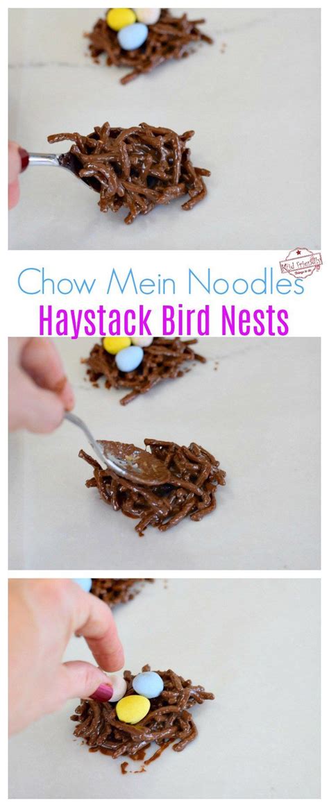 Put in colorful jelly beans, and you have a nest full of beautiful spring eggs. Bird Nest Haystack Cookie Recipe With Chow Mein Noodles ...