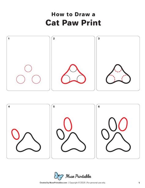 How To Draw A Cat Paw Printable For Kids And Toddlers With Easy Step