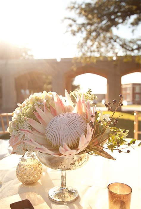 Gorgeous King Protea Centerpiece By Moss Floral Wedding Flowers