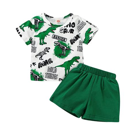 Buy Toddler Baby Boy Summer Outfits Dinosaur Print Top And Cotton Short