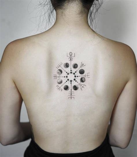 Vegvisir Moon Cycle Back Tattoo Moon Tattoo Designs Wiccan Tattoos