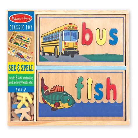 Melissa And Doug See And Spell Wooden Educational Toy With 8 Double Sided