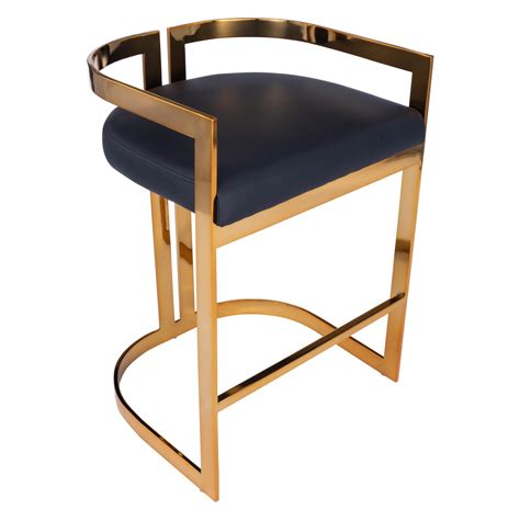 Butler Clarence Gold And Black Faux Leather Counter Stool
