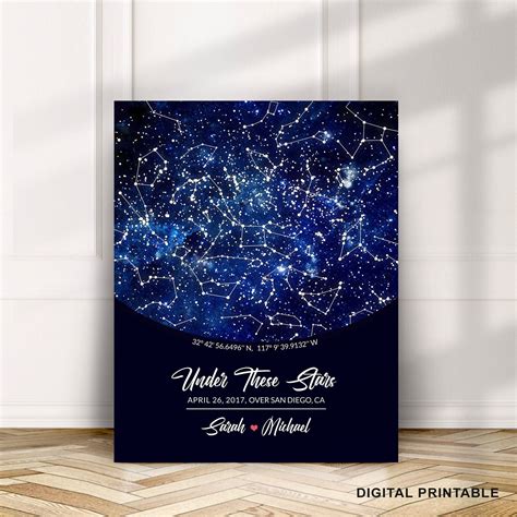Sky Map Custom Printable Star Map Anniversary T Personalized My