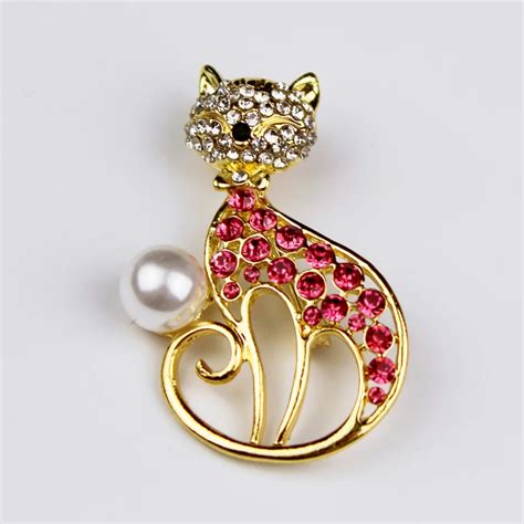 Buy Female Women Cat Brooch Cardigan Clothing Accessories Zircon Pins Jewelry