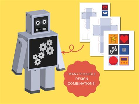 Printable Diy Paper Robots Create Your Own Robot Instant Download Etsy