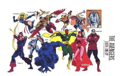 Late 1970s Avengers Team Roster Line Up Jocasta Beast Wonderman