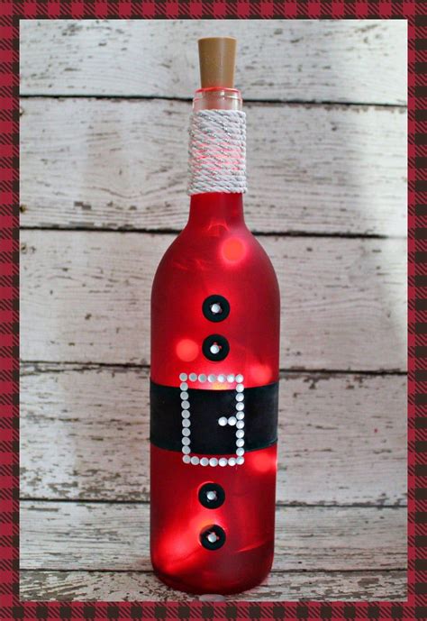 Santa Christmas Lighted Wine Bottle T Home Decor Etsy Holiday Wine