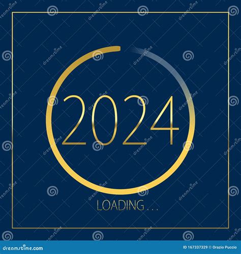 2024 Happy New Year Golden Loading Progress Bar Isolated On Blue