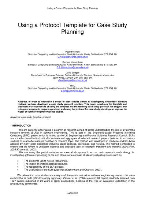 Pdf Using A Protocol Template For Case Study Planning