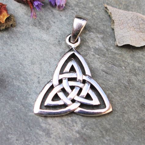 Double Celtic Knot Triquetra Trinity Pendant Sterling Silver Etsy
