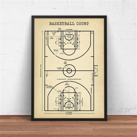 Basketball Court Diagram Coach T Basketball Poster Print Etsy