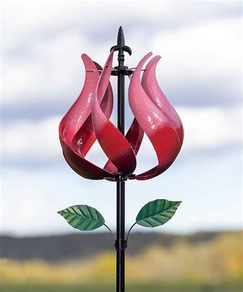 Pink And Red Tulip Wind Spinner Garden Stake Wind Spinner Garden Stake