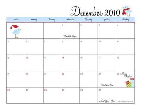 December 2010 Calendar Tomkat Studio Pdf