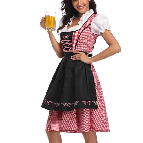 Womens Oktoberfest Costume German Dirndl Dress Traditional Bavarian