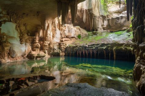 Ancient Freshwater Cave System With Crystal Clear Water And Delicate