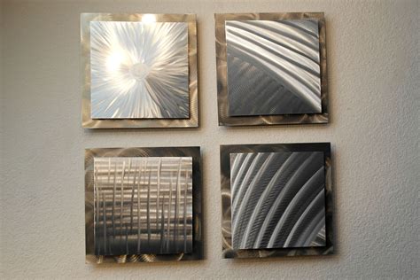 Metal Wall Art Home Decor 4 Squares Abstract Contemporary Etsy