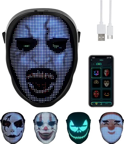 Buy Led Mask Halloween Mask Light Up Mask With Bluetooth Customizable