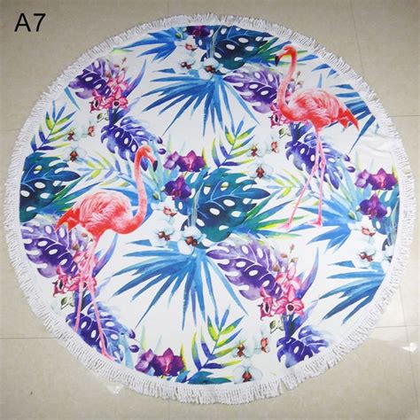 5 Colors Available Round Beach Towel Printed Tassel Kintted 150150cm