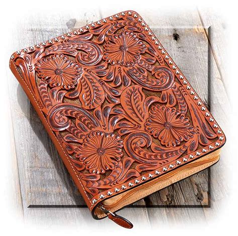 Tooled Leather Bible Cover Russells For Men
