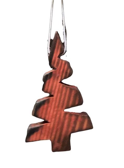 Handmade Red Squiggle Tree Rustic Christmas Ornament Etsy