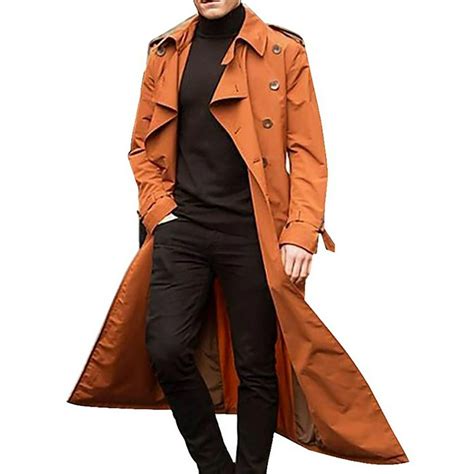Lallc Mens Overcoat Winter Full Length Trench Coat Warm Long Jacket