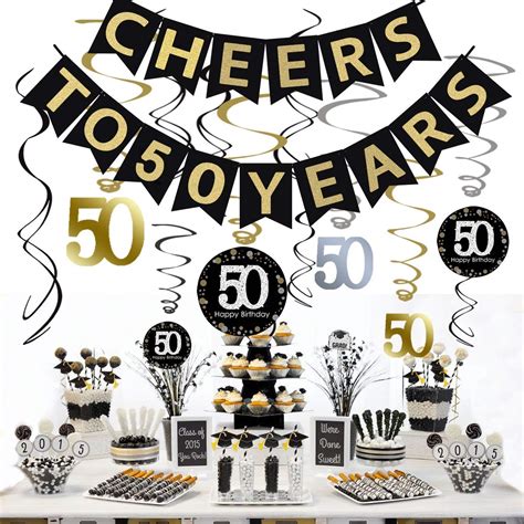 Buy Jevenis Cheers To 50 Years Banner 50th Birthday Decorations 50th