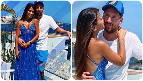 Love Is In The Air Lionel Messi S Wife Antonella Roccuzzo Kisses Him Sweetly On Cheek In Cute