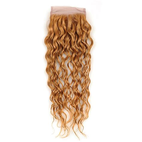 Honey Blonde Wet And Wavy Human Hair Bundles With Closure