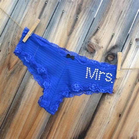 Custom Bridal Panties Underwear Something Blue Bling Undie Lingerie Panty Cobalt Blue With