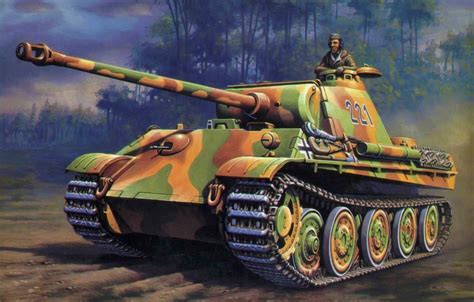 Wallpaper War Art Painting Tank Ww2 Panzer V Panther Ausf D