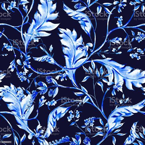 Blue Watercolor Flower Seamless Pattern Stock Illustration Download
