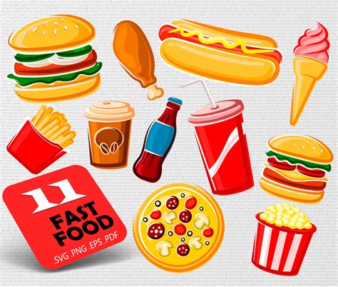 Fast Food Digital Clipart Fast Food Illustrator Food Silhouette